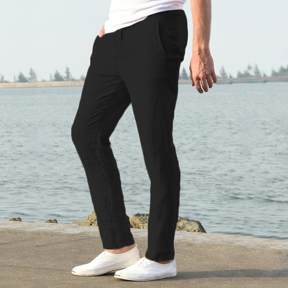 COTTON AND LINEN PANTS