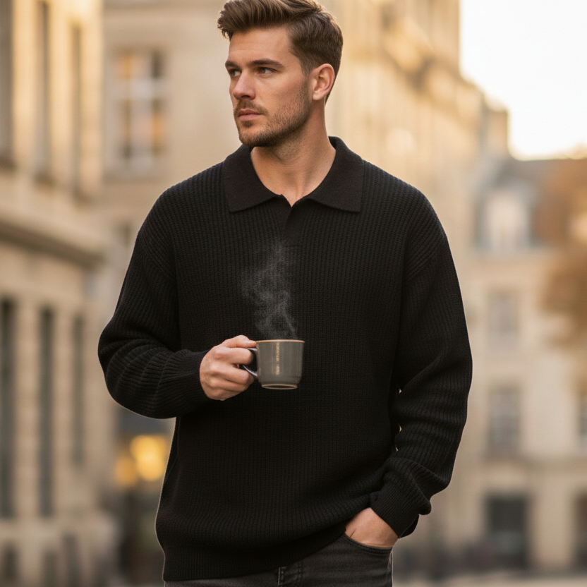 PREMIUM KNIT POLO SWEATER