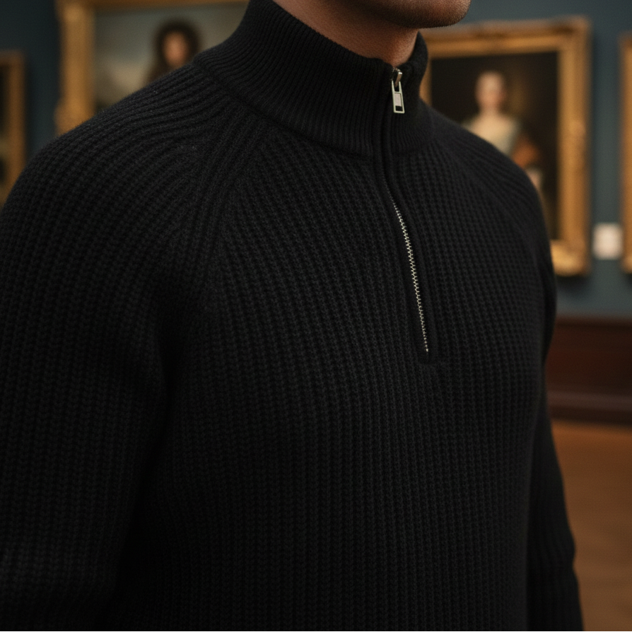 HALF ZIP SWEATER TURTLENECK