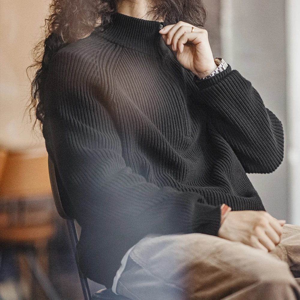 HALF ZIP SWEATER TURTLENECK