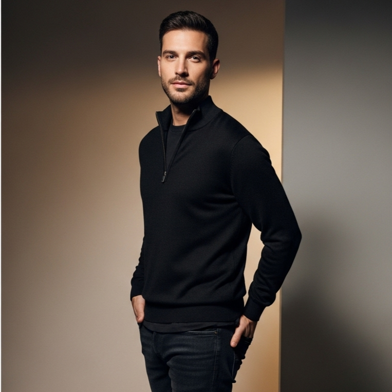 PREMIUM SWEATER WITH A HALF ZIPPER