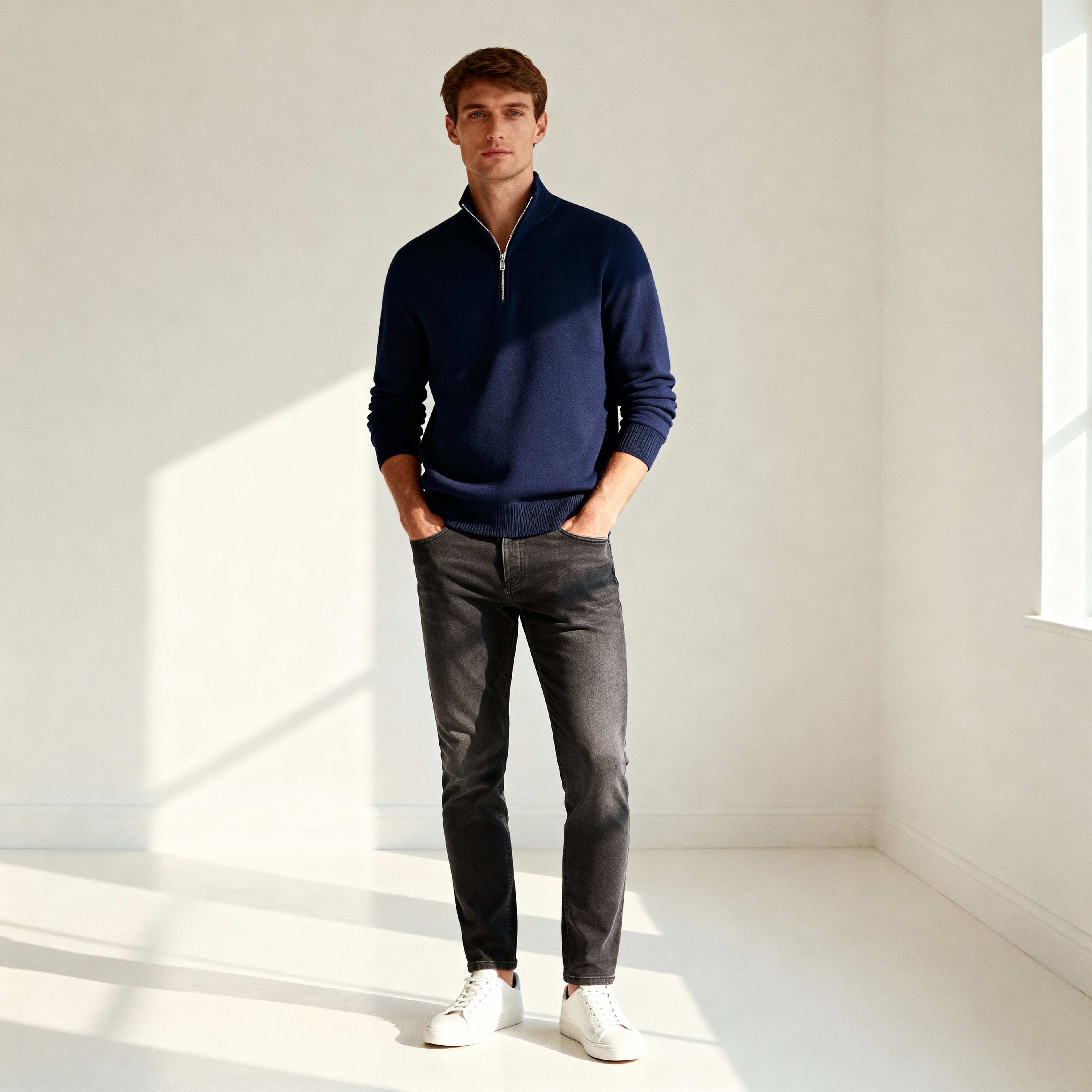 PREMIUM SWEATER WITH A HALF ZIPPER